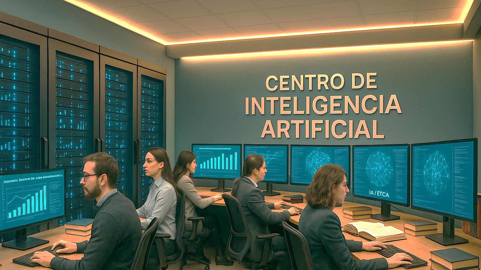Equipo trabajando con infraestructura de Inteligencia Artificial